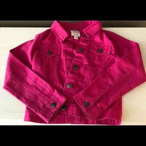 Pink denim jean jacket.
